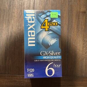 Maxell GX-Silver T-120 4-PACK 6 hour Blank VHS Video Cassette Tapes HIGH QUALITY